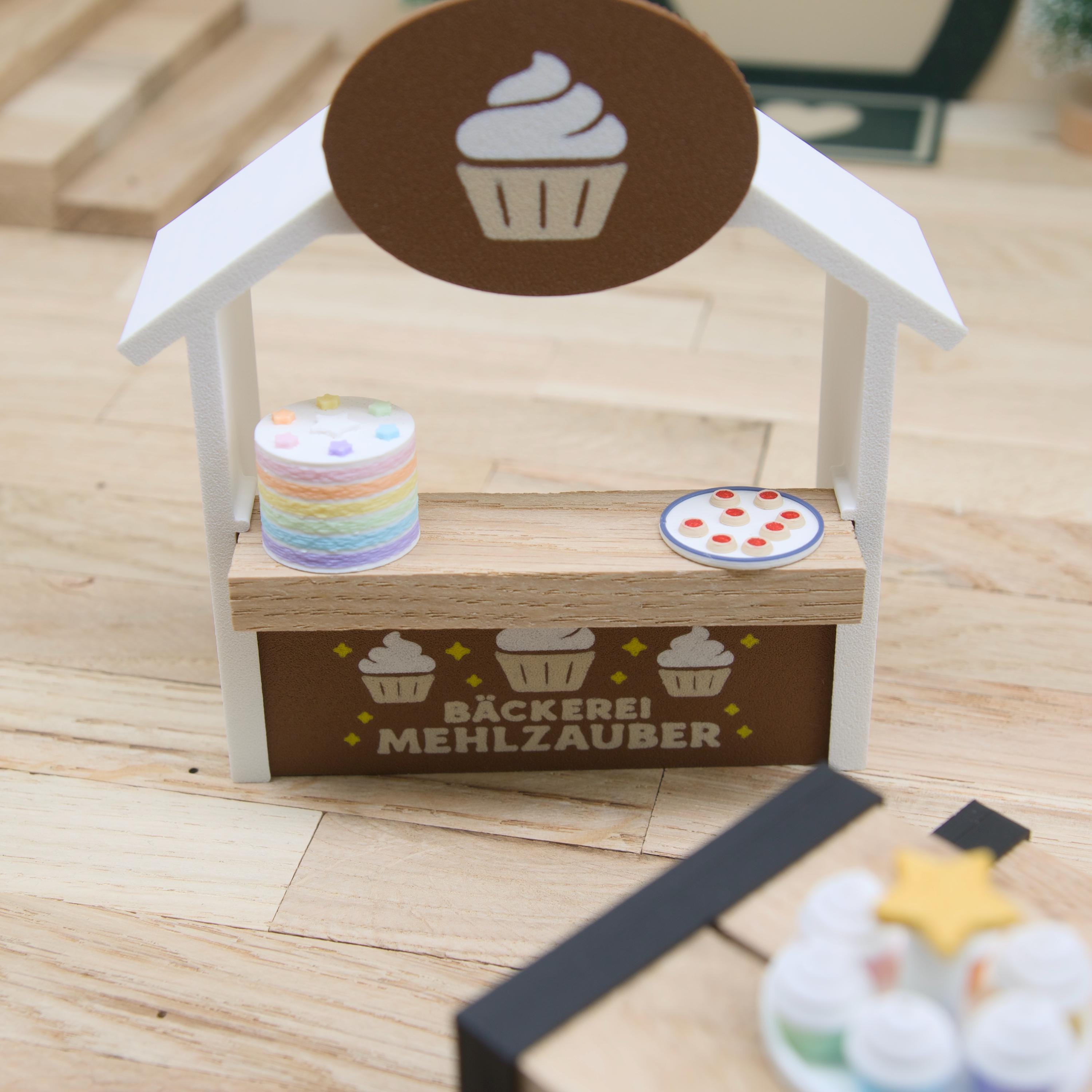 Wichtels Mehlzauber-Set | Regenbogentorte + Cupcakes + Engelsaugen | Miniatur Gebäck Set | Wichtel Essen Deko | Wichtelküche