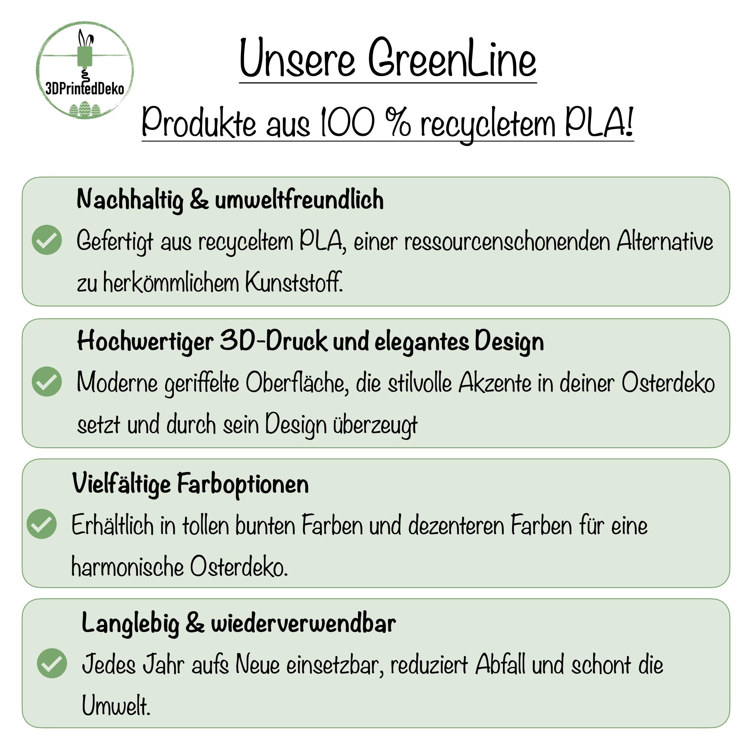 Geriffelte Häschen-Deko aus recycletem PLA - Moderne Osterdeko für dein Zuhause - Umweltfreundliche Osterhasen-Deko