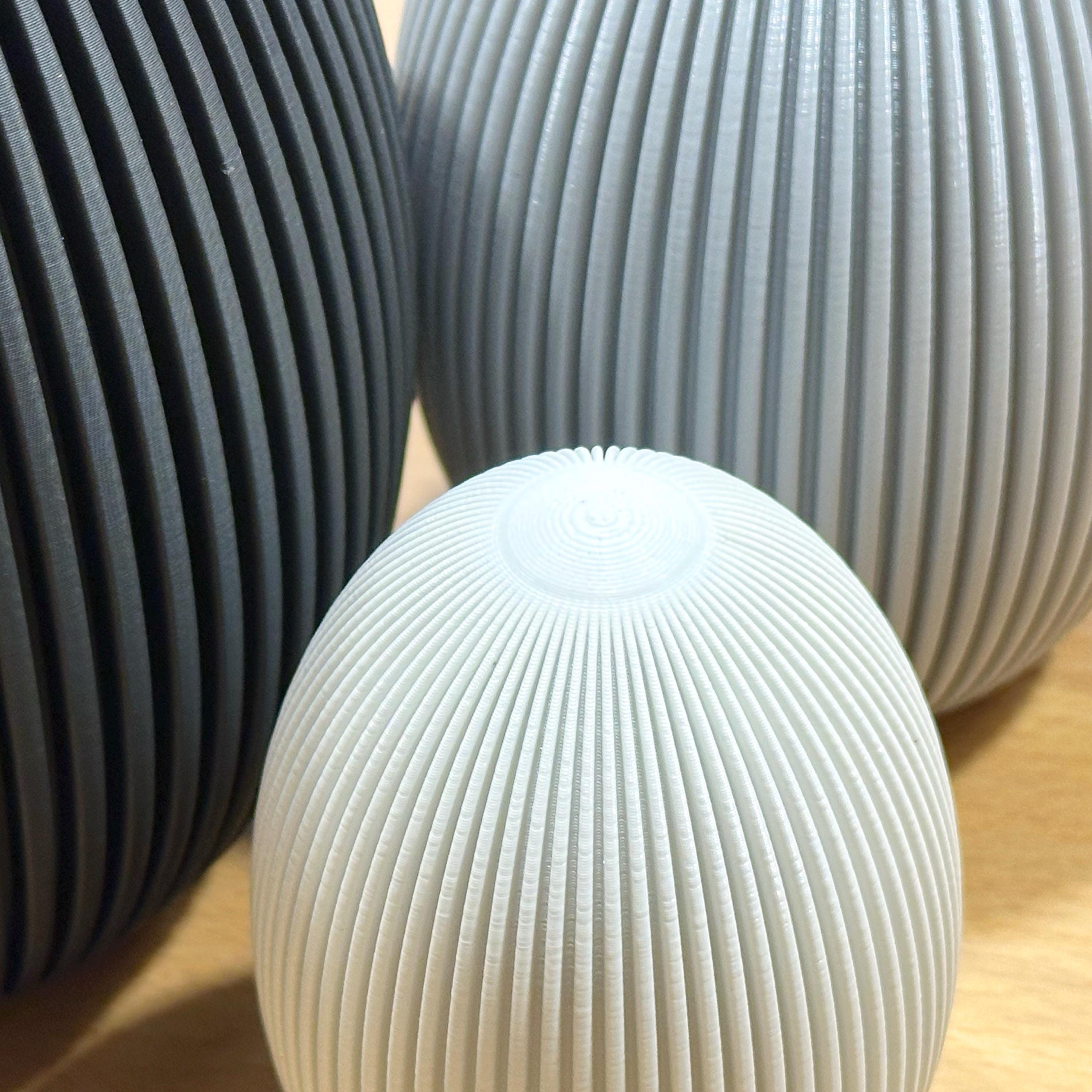 Moderne Ostereier geriffelt – Minimalistische Osterdeko Set – 3D Druck aus Recycling PLA – Skandinavische Tischdeko
