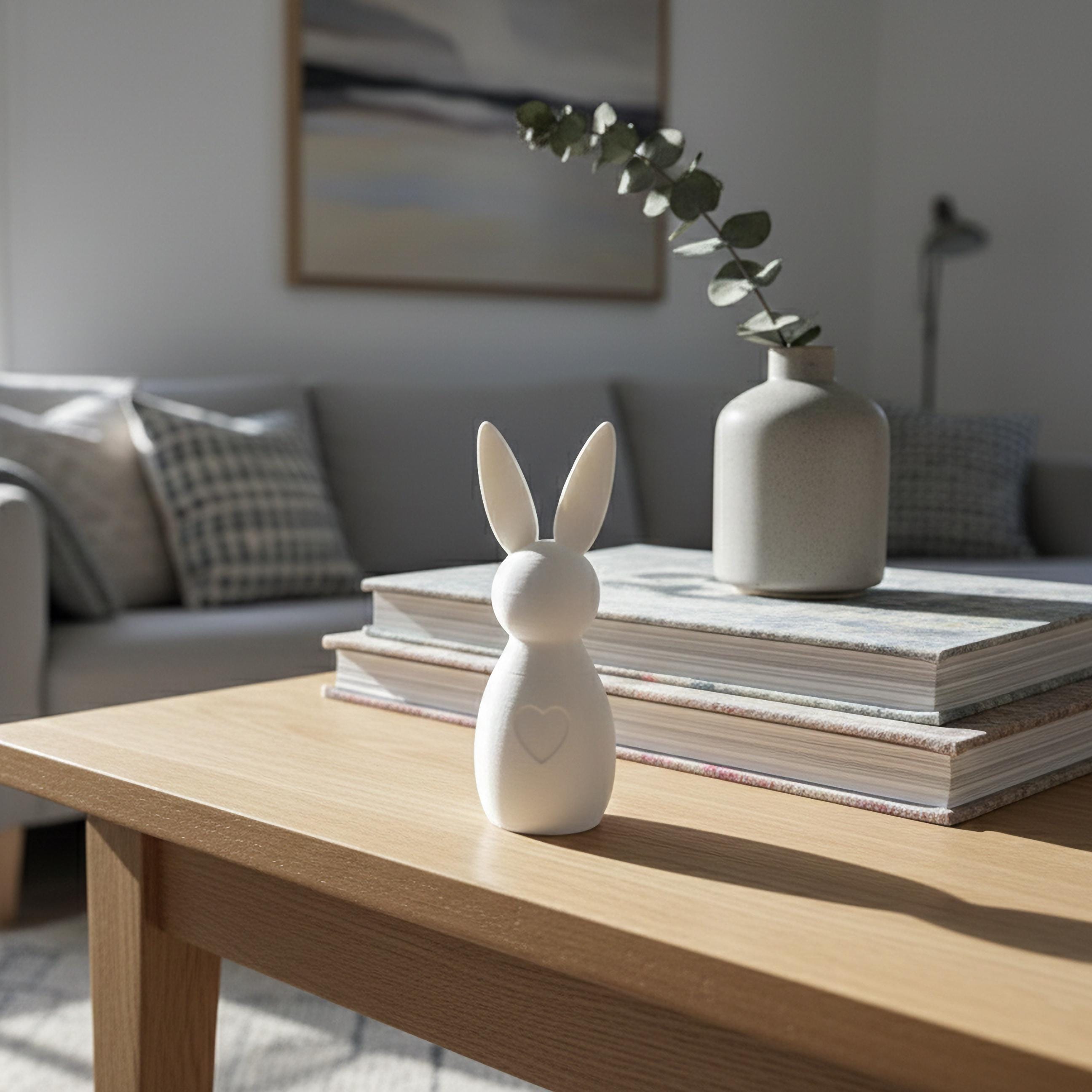 Kleiner Osterhase mit Herz – Moderne Hasenfigur mit Struktur - Ostern Mitbringsel – 3D Druck aus recycletem PLA – 12 Farben