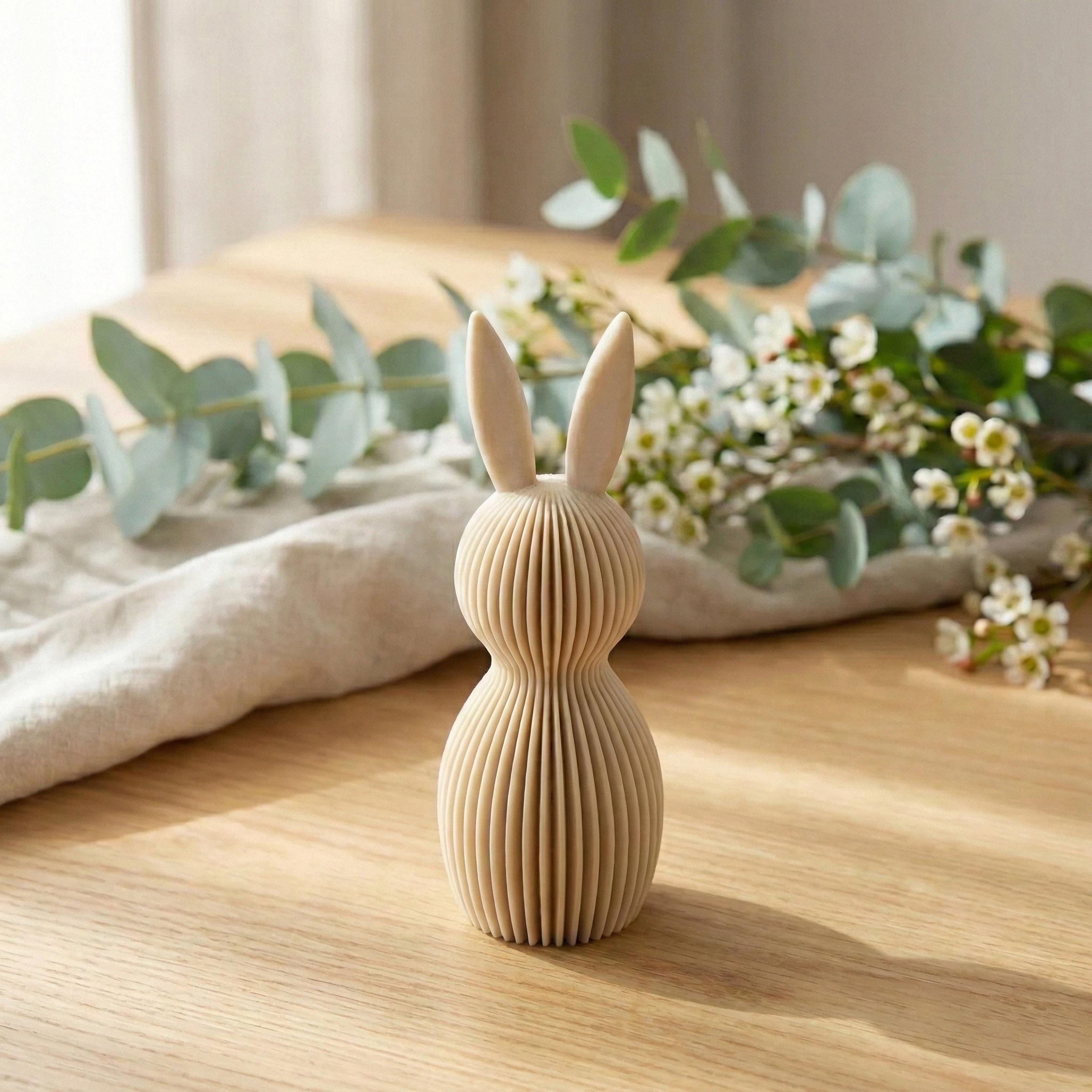 Geriffelte Häschen-Deko aus recycletem PLA - Moderne Osterdeko für dein Zuhause - Umweltfreundliche Osterhasen-Deko