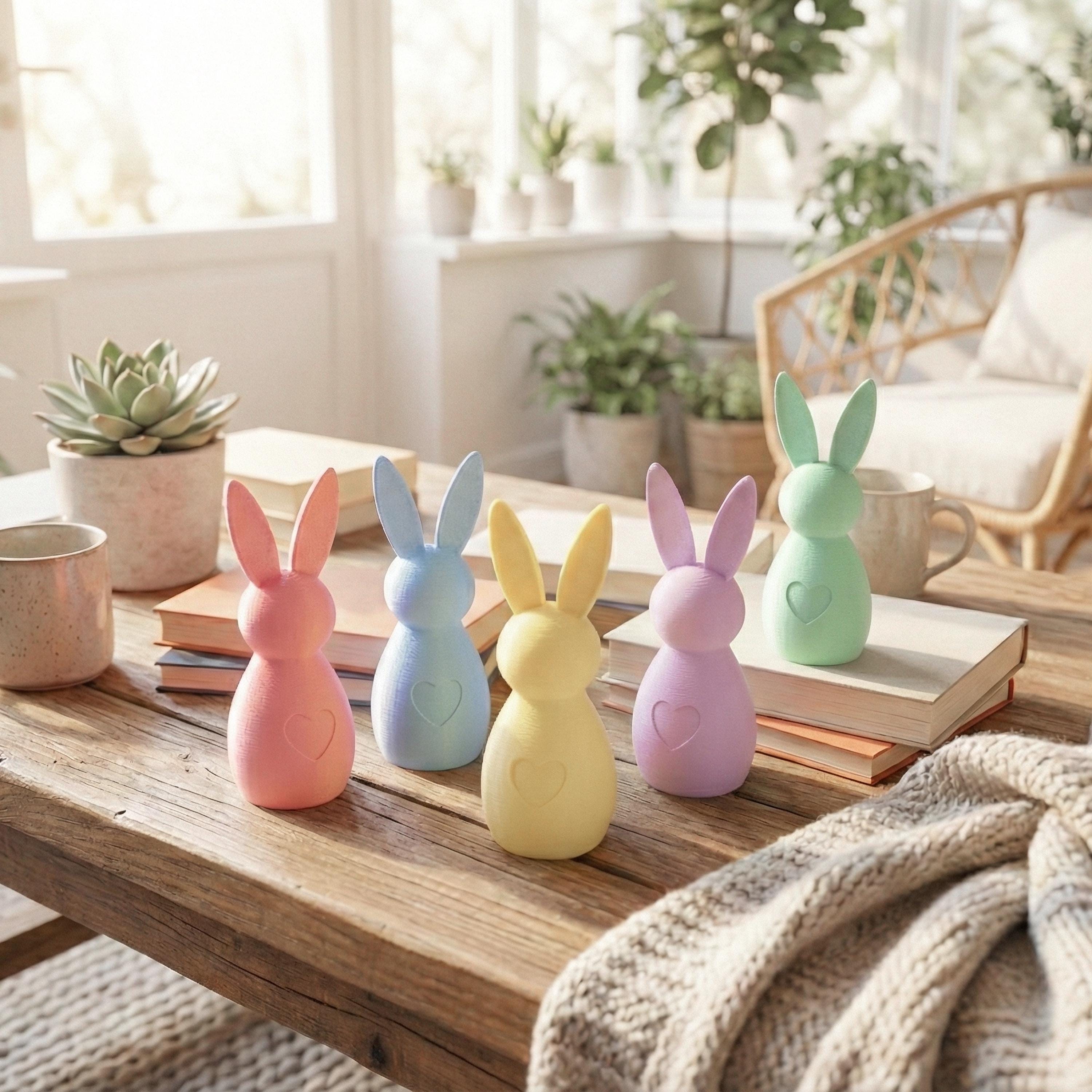 Kleiner Osterhase mit Herz – Moderne Hasenfigur mit Struktur - Ostern Mitbringsel – 3D Druck aus recycletem PLA – 12 Farben
