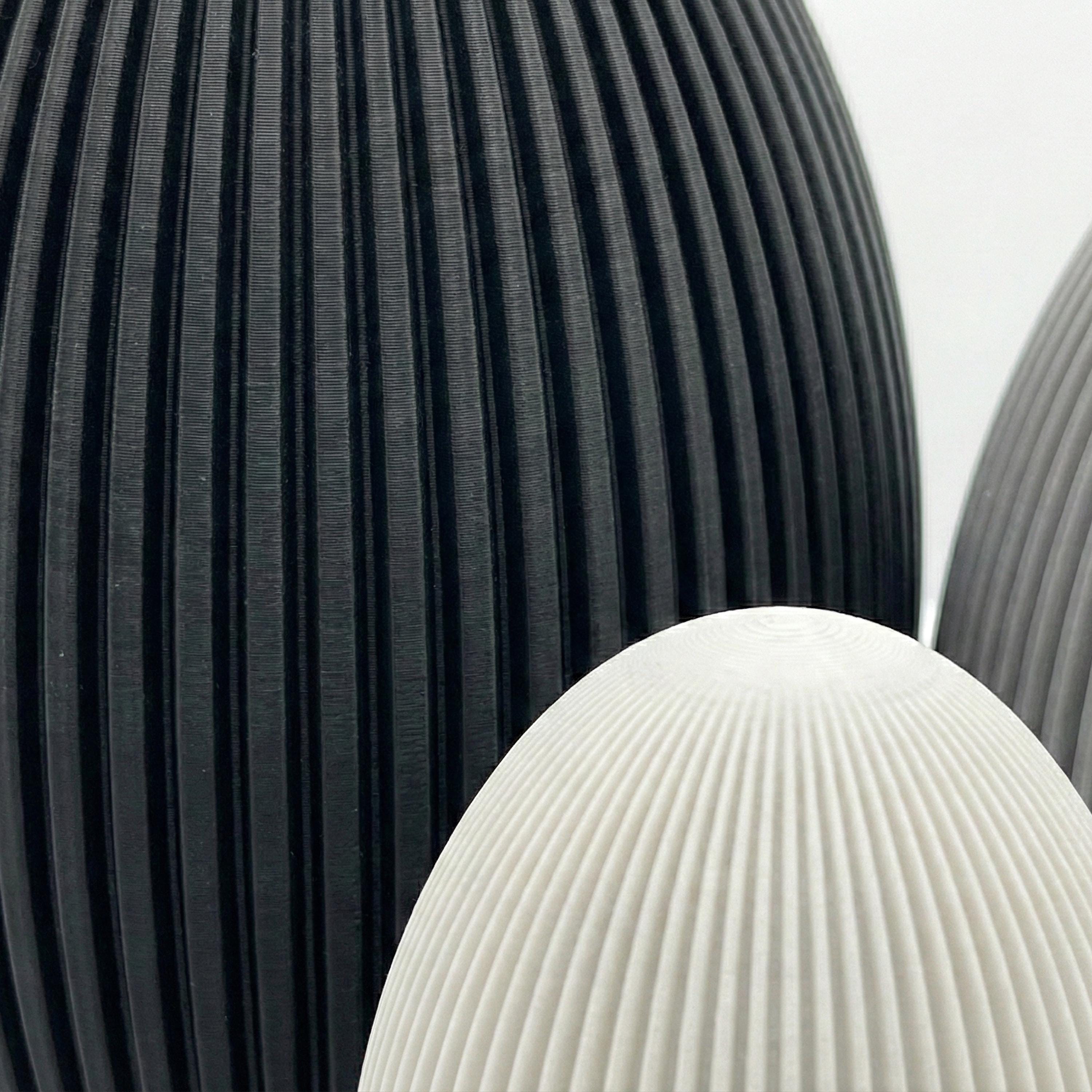 Moderne Ostereier geriffelt – Minimalistische Osterdeko Set – 3D Druck aus Recycling PLA – Skandinavische Tischdeko