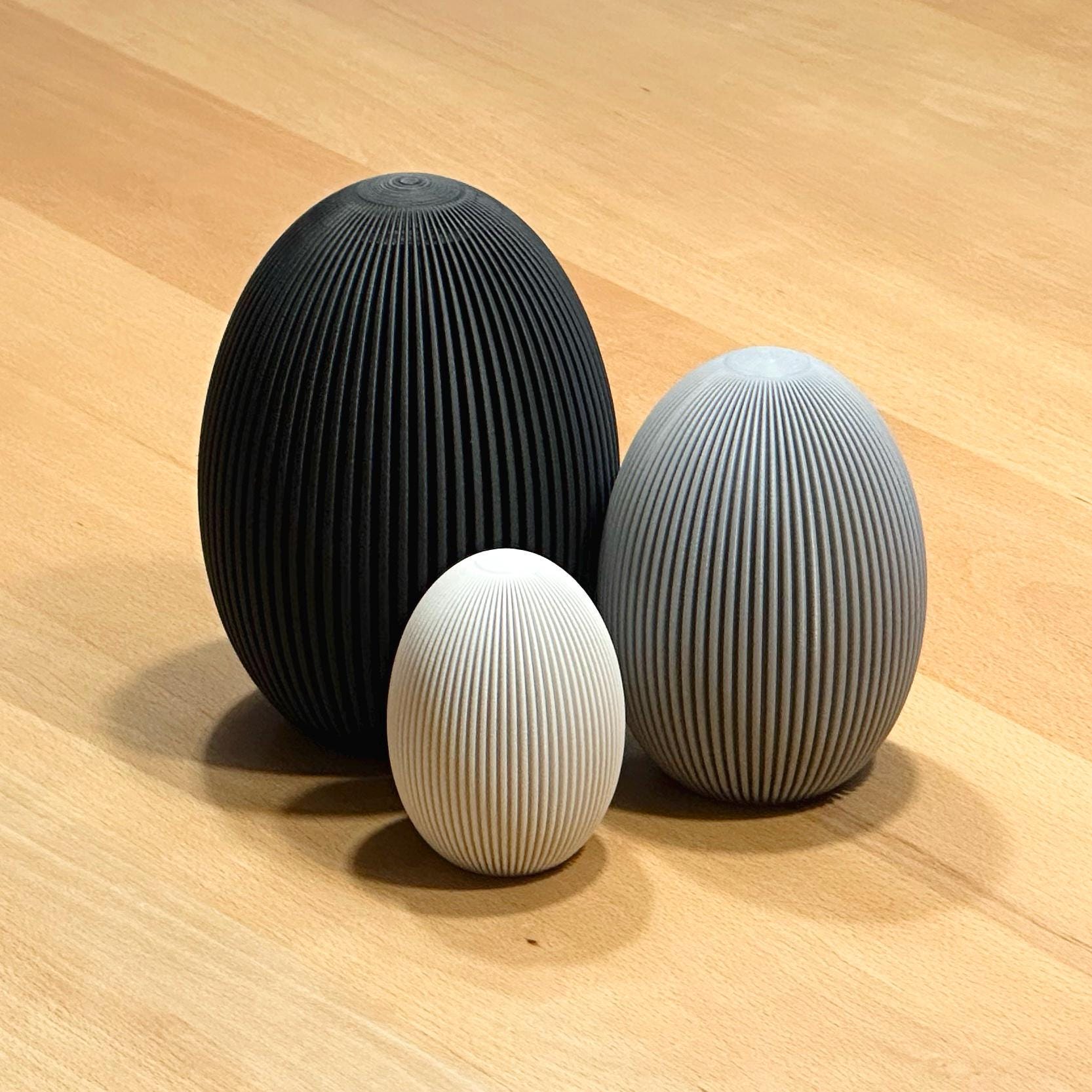Moderne Ostereier geriffelt – Minimalistische Osterdeko Set – 3D Druck aus Recycling PLA – Skandinavische Tischdeko