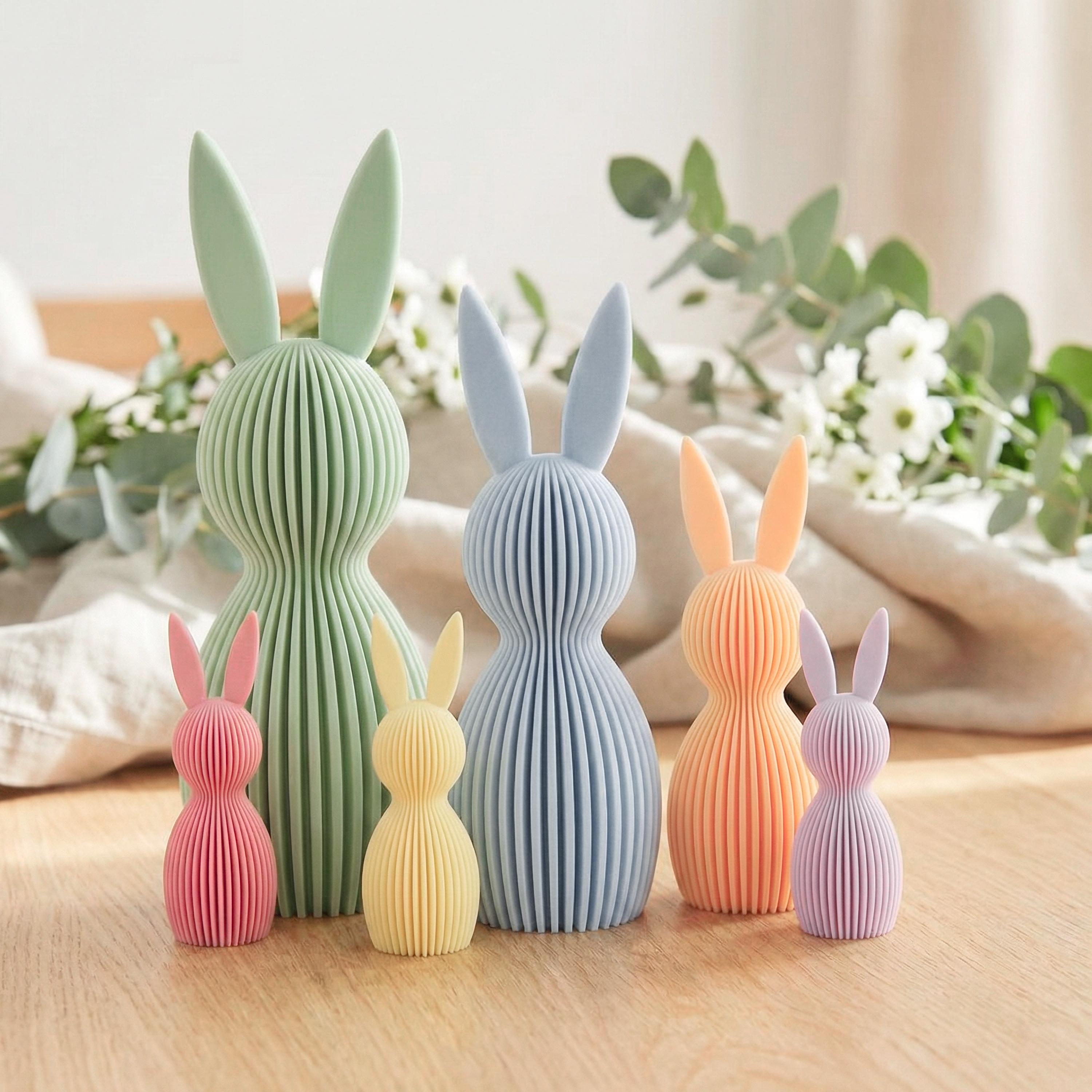 Geriffelte Häschen-Deko aus recycletem PLA - Moderne Osterdeko für dein Zuhause - Umweltfreundliche Osterhasen-Deko