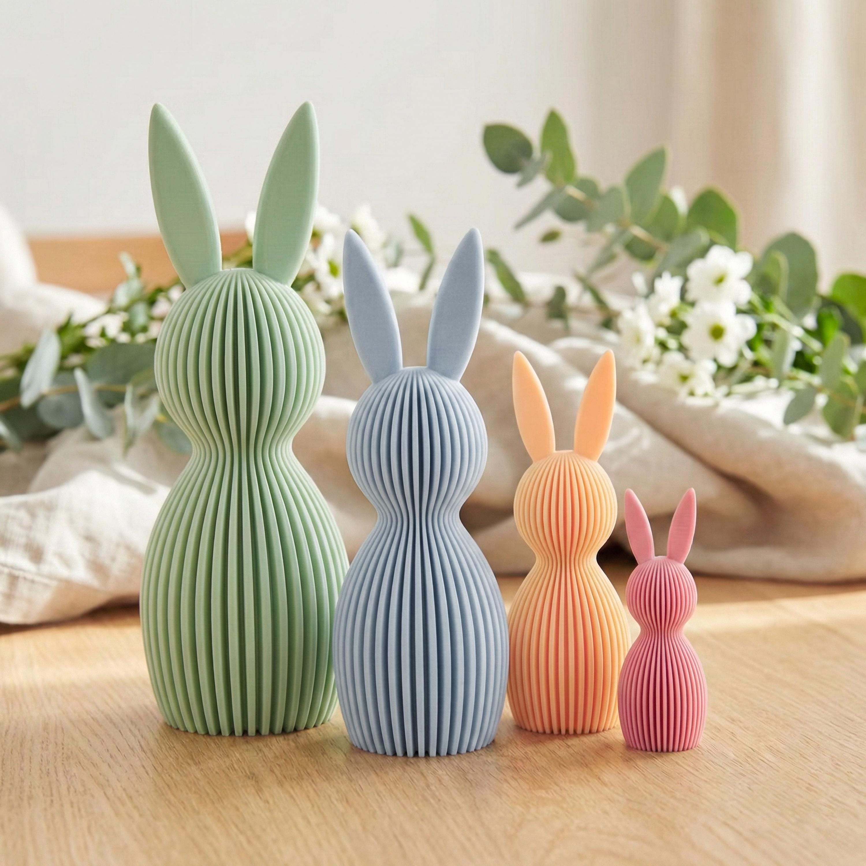 Geriffelte Häschen-Deko aus recycletem PLA - Moderne Osterdeko für dein Zuhause - Umweltfreundliche Osterhasen-Deko