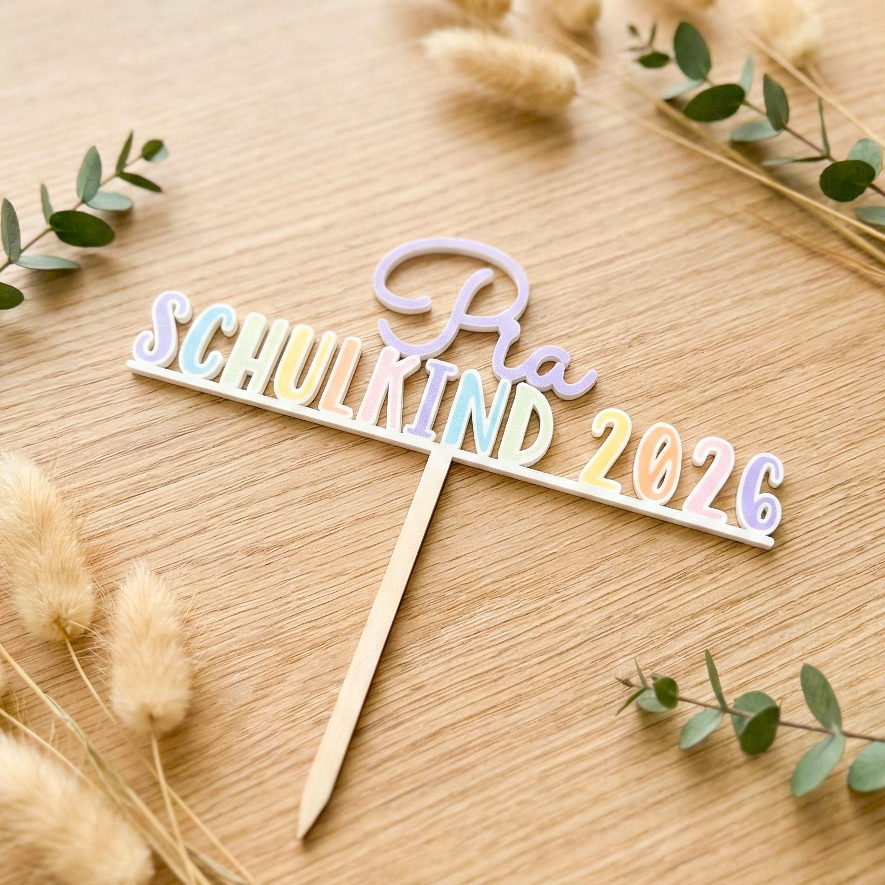 Caketopper - Schulkind 2025 in Pastell-Regenbogenfarben