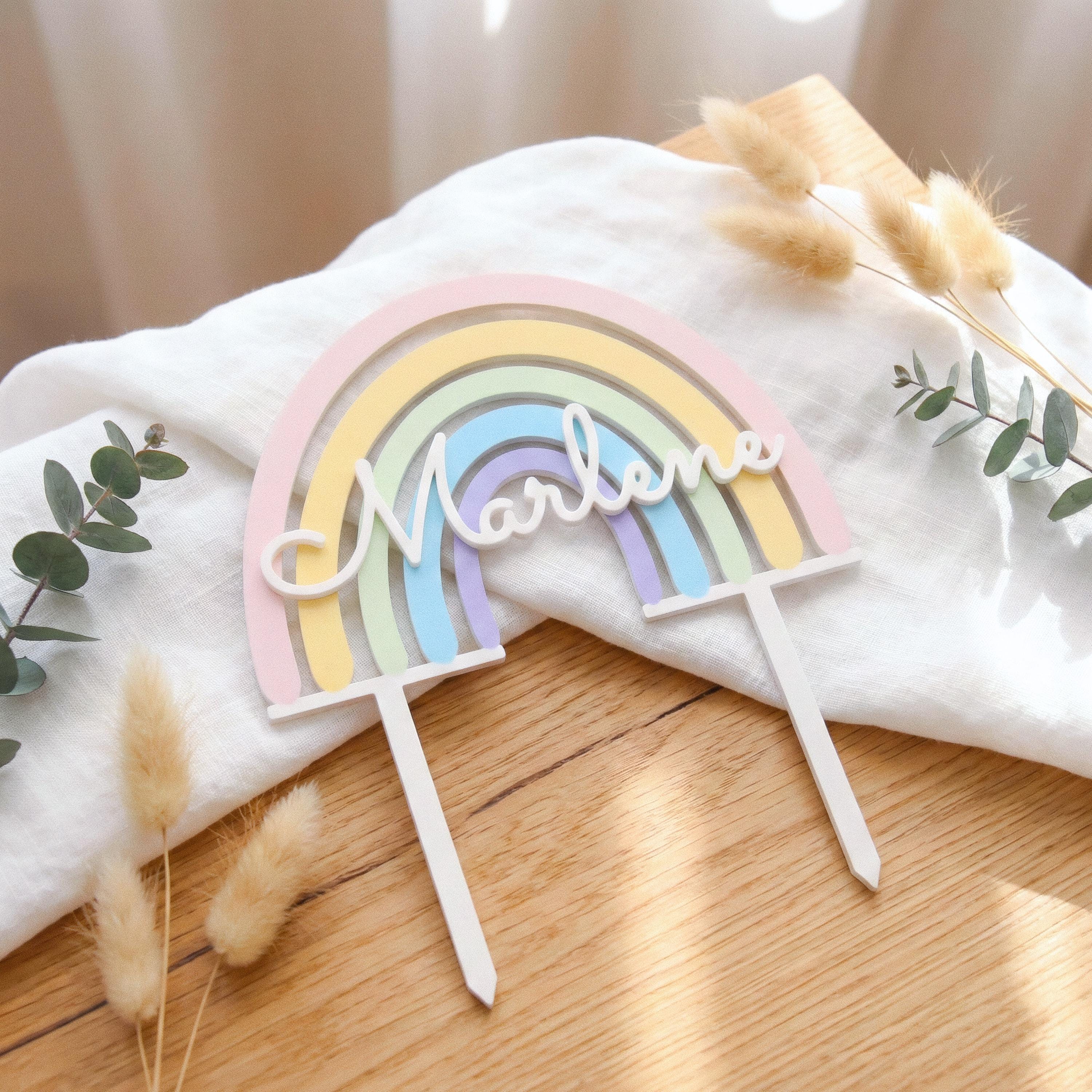 Regenbogen Cake Topper für Taufe, Kommunion, Konfirmation, Geburtstag oder Schulanfang - Schulkind 2026 - Einschulung