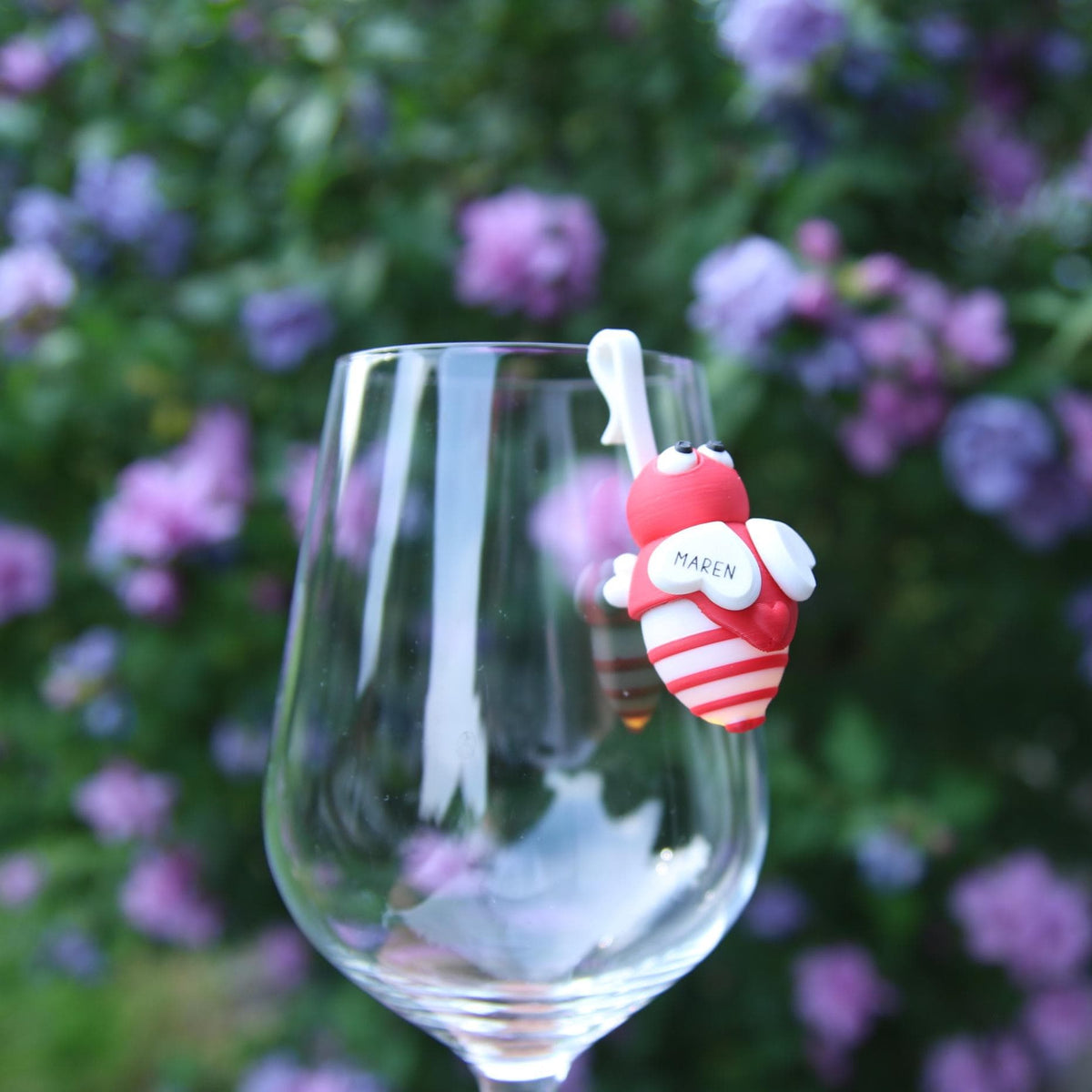 Glasmarkierer Glühwürmchen Irmchen personalisiert mit LED Licht | Platzkarte Hochzeit | Gastgeschenk Geburtstag | Namensschild Glas Spritz