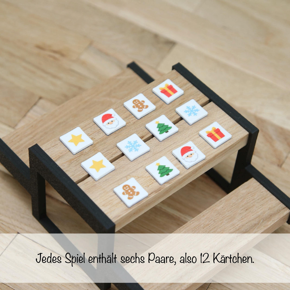 Wichtel Memory Spiel | Mini Gedächtnisspiel mit 12 Kärtchen | Wichtelzubehör Weihnachten | Miniatur Spiel für Wichtelwelt