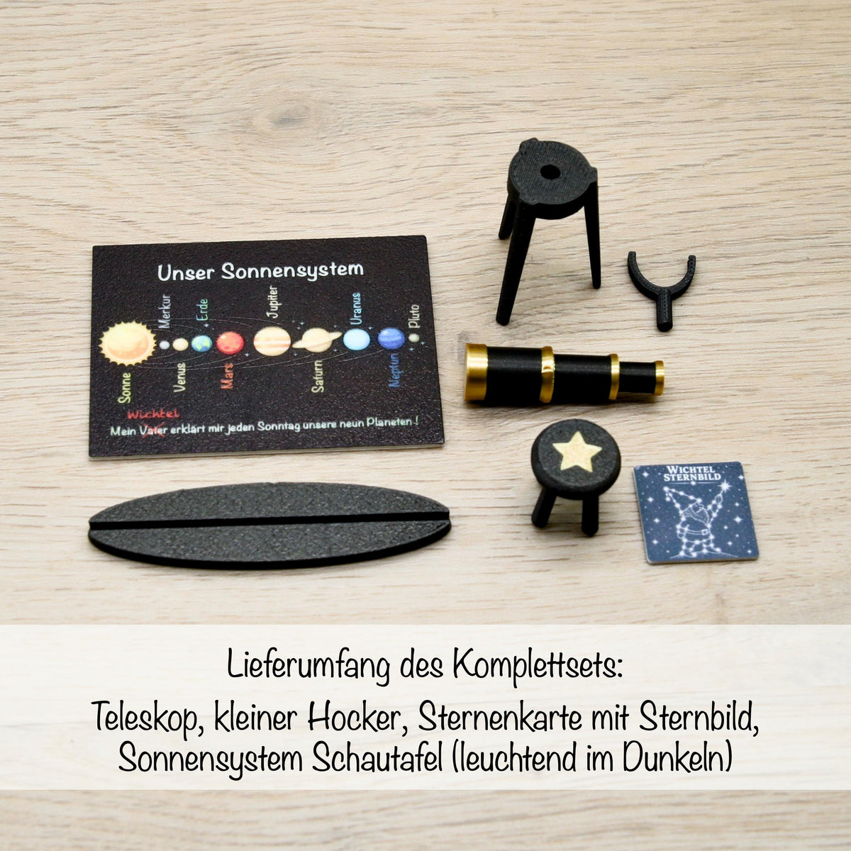 Wichtel Astronomie Set mit Teleskop | Sternengucker Wichtelzubehör | Sternbildkarte, Sonnensystem & Mini Sternwarte