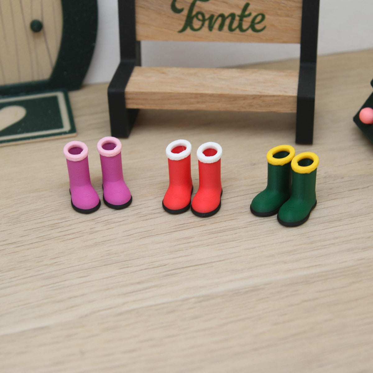 Wichtel Gummistiefel Miniatur – Stiefel für die Wichteltür – Wichtel Zubehör Weihnachten – 3 Farben – Wichtelwelt Deko