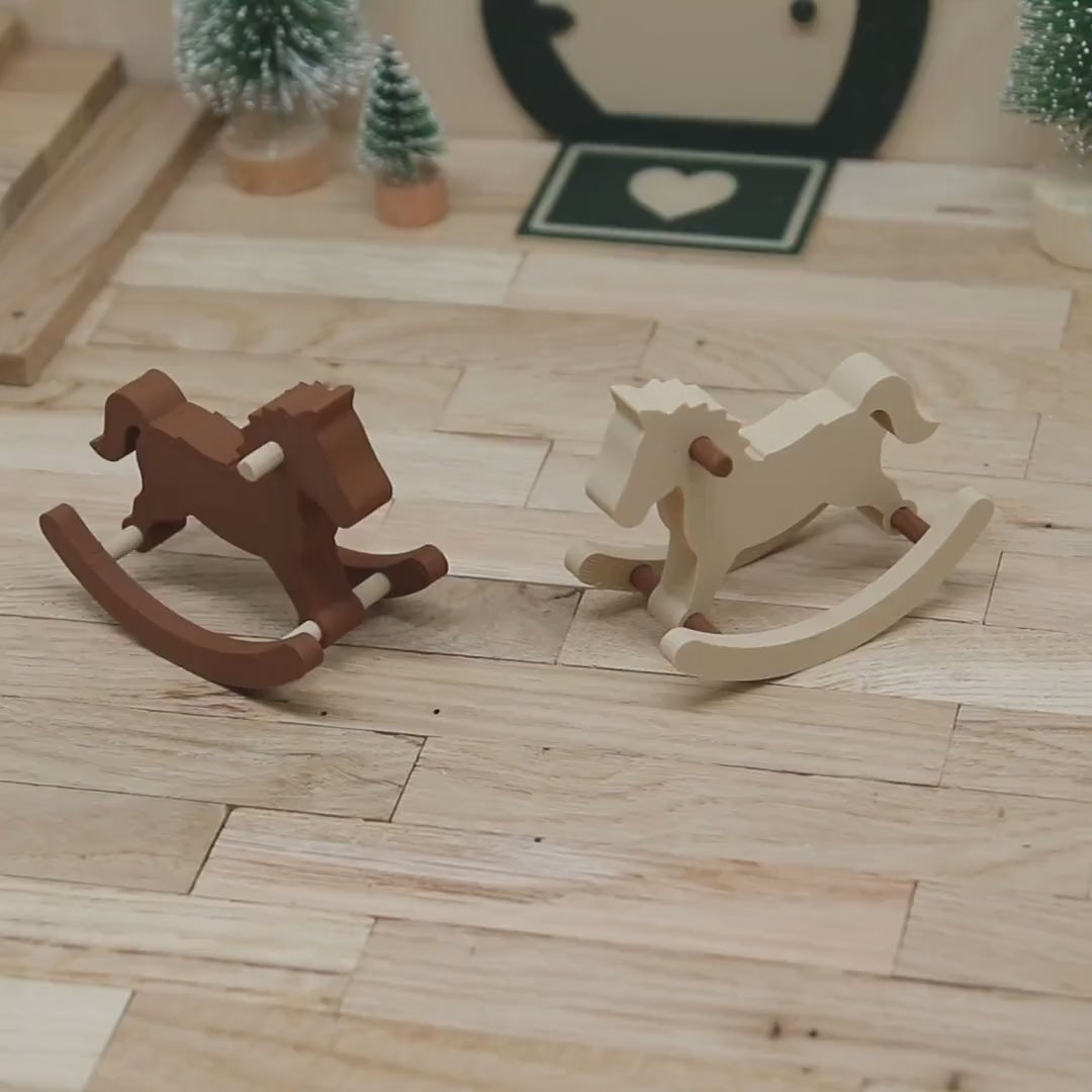 Wichtel Schaukelpferd Bastel-Set | Miniatur Schaukelpferd zum Zusammenstecken | Zubehör für Wichteltür